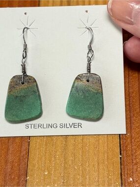 Sterling Silver Green Turquoise Drop Earrings